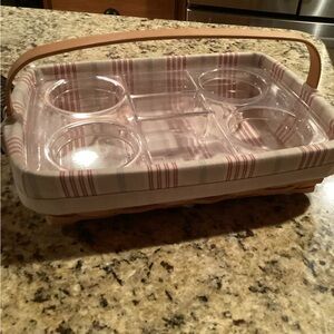 Longaberger Back Porch With Awning Liner Picnic Basket with Clear Inserts